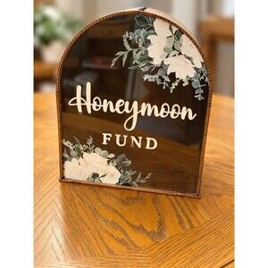 Wooden Honeymoon Fund Wedding Card Box